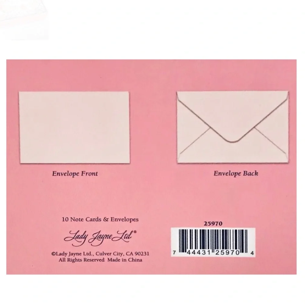 Lady Jayne 10 Embossed Note Cards with Envelopes Butterfly Rosa Flowers (25970)